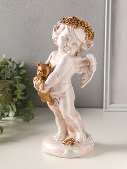 Фигура полистоун «Ангел с медвежонком», 30×14×12