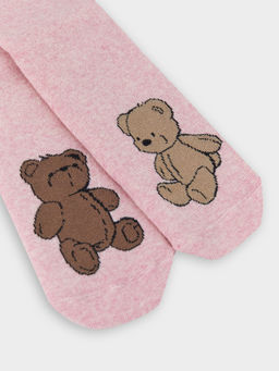 Цена за 5 пар! Носки детские в цвете розовый меланж с рисунком в виде медвежат - Mark formelle фото 5