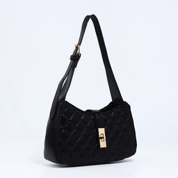 Сумка женская багет на молнии, 22×7×12 см, чёрная