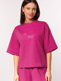 Футболка over-size из премиального футера с фактурным принтом