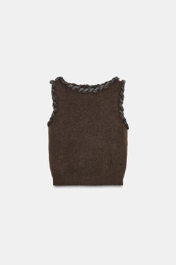 INTERWOVEN TRIM KNIT TOP - Zara фото 7
