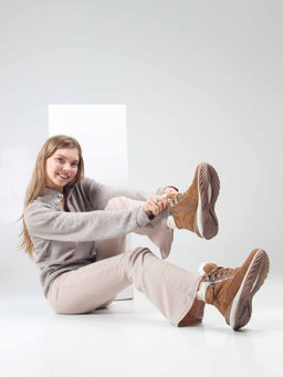 Ботинки 261.uno2br. светло коричневый замша перла/Мех