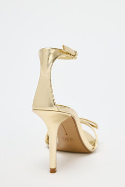 METALLIC-EFFECT BOW HIGH-HEEL SANDALS - Zara фото 5