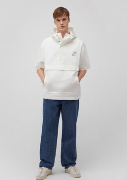 Kapusonlu Beyaz Sweatshirt - Mavi фото 4