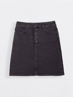 CONTE Джинсовая юбка А-силуэта на пуговицах CON-304 washed black
