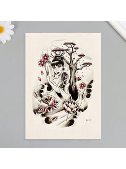 Цена за 2 шт. Переводная тату на тело цветная Леди Сакура, 26.1?14.6 см