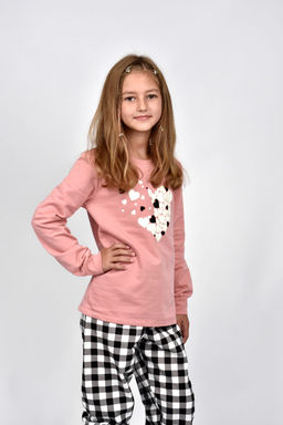 Пижама для девочки 91232 пыльная роза/черная клетка 870 Lets go - Let's go фото 16