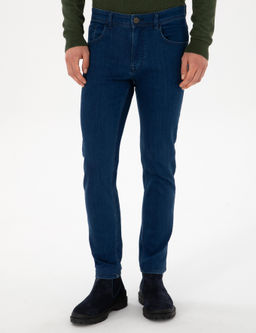 A__k Mavi Slim Fit Pamuk Liyosel Kar___ml_ Jean Pantolon
