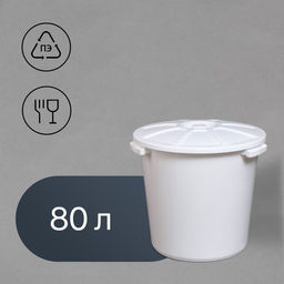 Бак пищевой, 80 л, пластиковый, с крышкой, МИКС