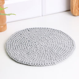 Салфетка на стол сервировочная, d=25 см, полиэфирное волокно, серый