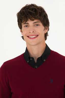 U. S. Polo Assn Мужской бордово-красный базовый свитер - U.s. polo assn фото 9