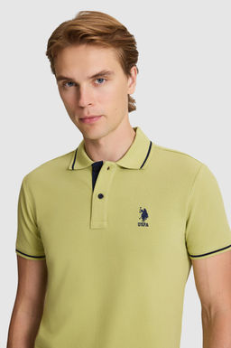 Erkek Ye_il Slim Fit Polo Yaka Basic Ti__rt