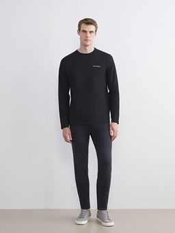 Bisiklet Yaka Bask?l? Erkek Sweatshirt