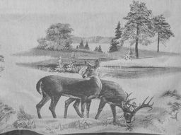 07с-21 ЯК Скатерть 150*250 "Зима в лесу" (олени) цв. серый