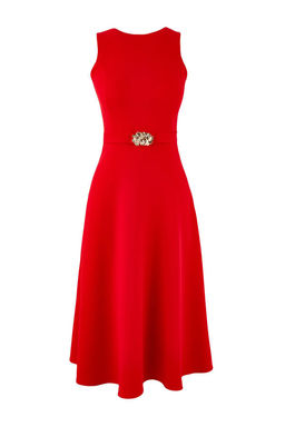 Siyah Kemerli Midi Dokuma Elbise TWOSS26EL00134 - Trendyolmilla фото 3