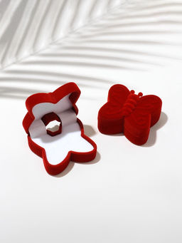 Футляр под серьги, кольцо Бабочка, бархатный, 5?5.5 см, красный