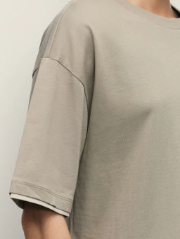 Футболка оверсайз с контрастными окантовками / Zarina  фото 7