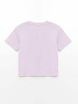 Bisiklet Yaka Bask?l? K?sa Kollu K?z ?ocuk Ti??rt - Waikiki фото 2