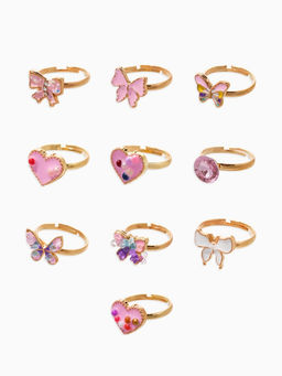 Цена за 36 шт. Кольцо «Выбражулька. Нежность», безразмерное, форма микс, бело-розовое в золоте