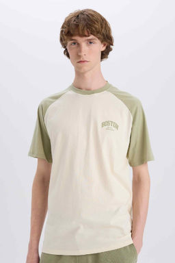 Boxy Fit Bisiklet Yaka Bask?l? K?sa Kollu Tisort - Defacto фото 4