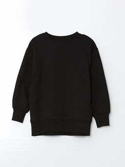 Bisiklet Yaka Bask?l? Erkek Bebek Sweatshirt