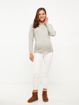 Polo Yaka D?z Uzun Kollu Hamile Triko H?rka