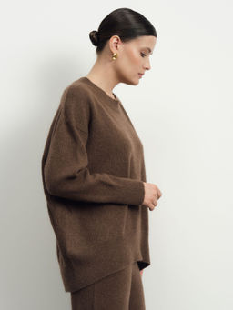 Джемпер женский из пуха яка 1121 коричневый