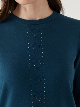 Bisiklet Yaka Ta?l? Kad?n Triko Kazak