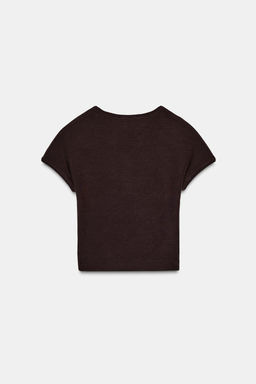 CAMISETA CROPPED MANGA CORTA / Marr?n - Zara фото 4