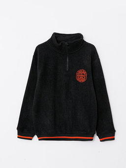 Dik Yaka Nak??l? Uzun Kollu Polar Erkek ?ocuk Sweatshirt