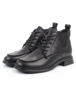 01-M43-23 BLACK Ботинки демисезонные женские (натуральная кожа, байка)