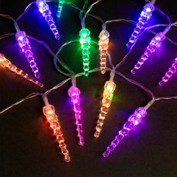 Гирлянда Нить 5 м с насадками Сосульки тающие, IP20, прозрачная нить, 20 LED, свечение мульти (RG/RB), мигание, 220 В - Luazon lighting фото 2