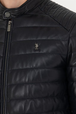 U. S. Polo Assn / Мужская темно-синяя кожаная куртка - U.s. polo assn фото 14
