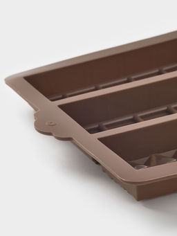 Форма для дубайского шоколада Доляна «Квадраты, полосы, пирамиды», 6 плиток, 27.5×17×2 см, силикон, коричневая