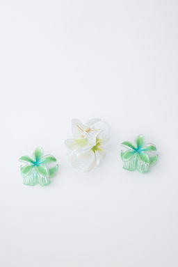 PACK TRES PINZAS FLORES HIBISCUS / Verde - Zara фото 3