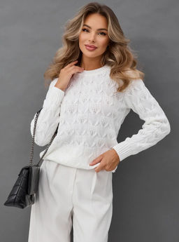 K13408 Джемпер (вязаный трикотаж) БЕЛЫЙ