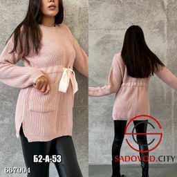 Женская вязаная туника с поясом - Bruno фото 5