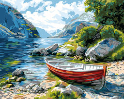 ФРЕЯ PNB/PL-350 Набор для раскрашивания по номерам 50 х 40 см Лодка у тихого берега