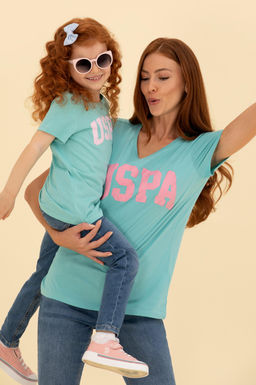 Мятная базовая футболка с круглым вырезом для девочек Неожиданная скидка в корзине - U.s. polo assn фото 2