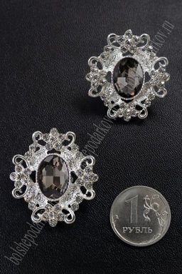 Серединка ювелирная (2 шт) SF-5794, серебро/графитовый №4