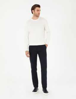 Lacivert Slim Fit Kanvas Pantolon