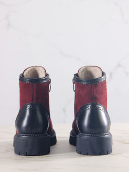 Ботинки 319.taskanabl.Бордо замша+черный/мех