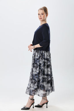 Платье NIKVA н1007-2 индиго и серая абстракция  фото 6