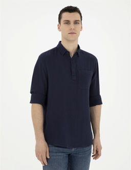 Lacivert Comfort Fit Uzun Kollu G_mlek - Pierre cardin фото 3