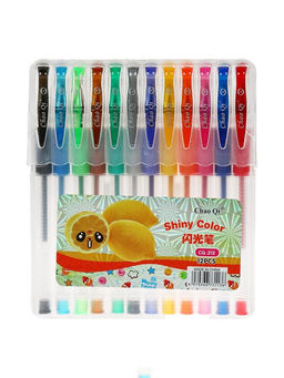 Набор гелевых ручек, 12 цветов, с блестками, с резиновым держателем, в пластиковой коробке - Simaland фото 13