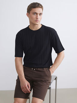 Bisiklet Yaka Erkek Dokulu Ti??rt