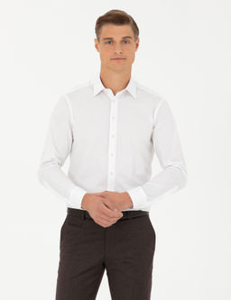 Белая приталенная рубашка с длинным рукавом - Cacharel фото 3