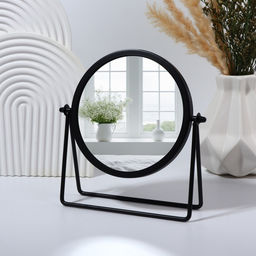 Зеркало настольное PREMIUM MIRROR, d зеркальной поверхности 14.5 см, 20.3×20.5 см, чёрное