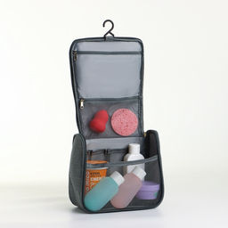 Косметичка-несессер на молнии, с ручкой, цвет серый