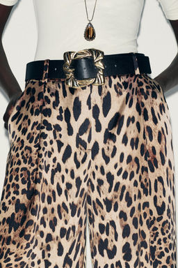 SATIN WIDE-LEG TROUSERS WITH BELT